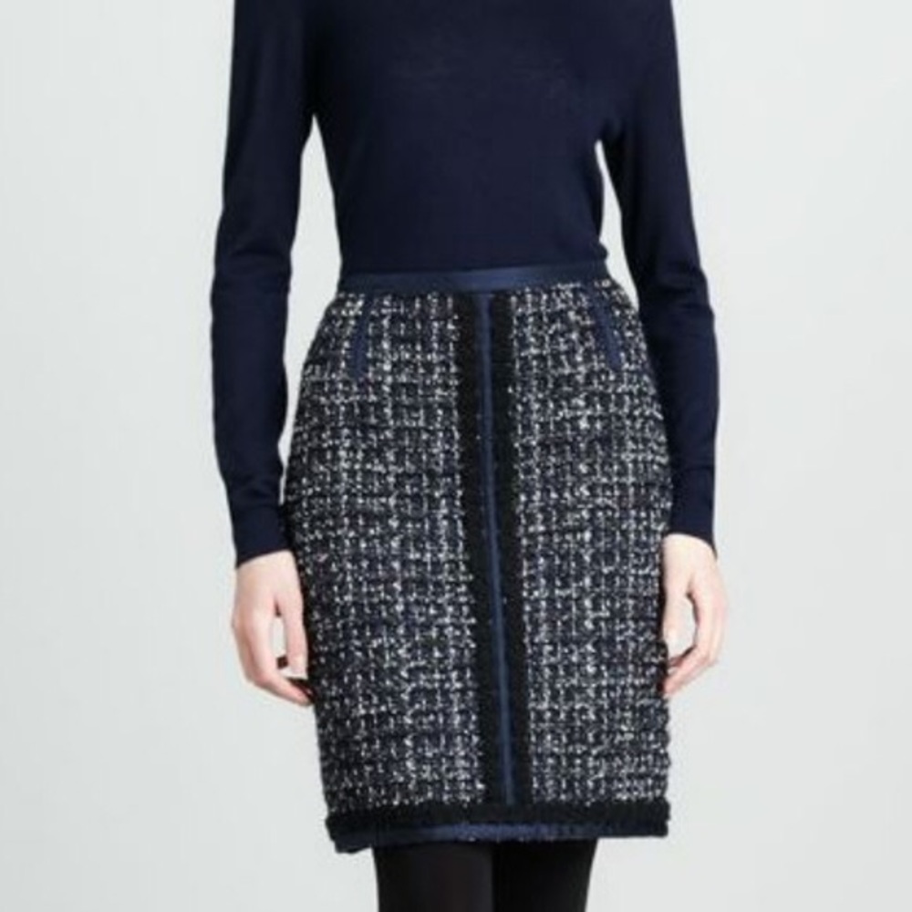 Tory Burch Annabelle Navy Tweed Skirt